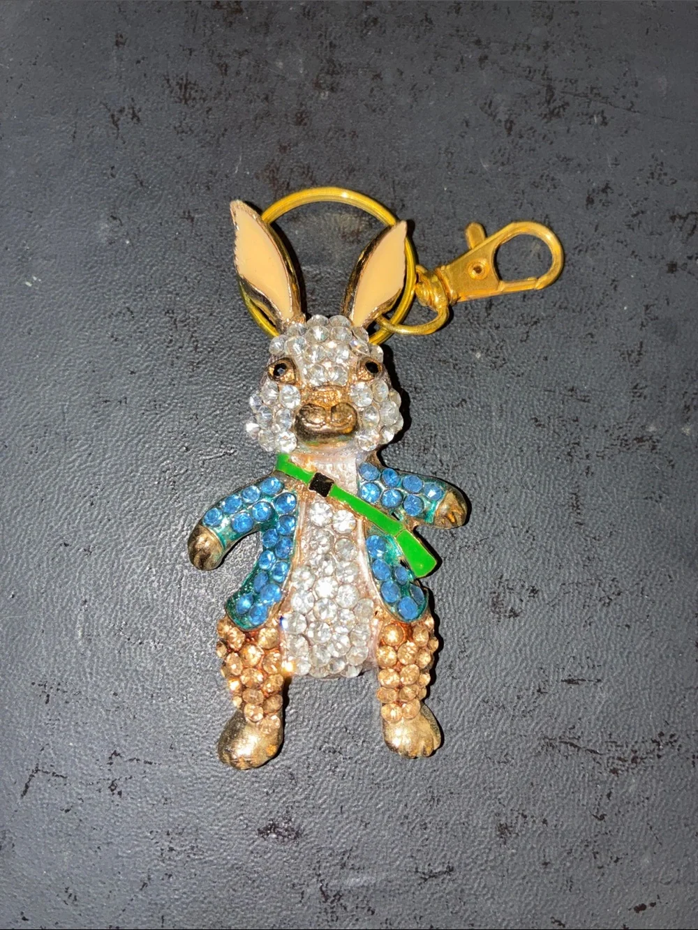 Gold Bunny Crystal Keychain